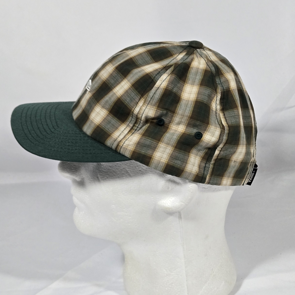 Vans Plaid Cap Adult Adjustable Strapback Skateboard Hat Green 6 Panel NWOT